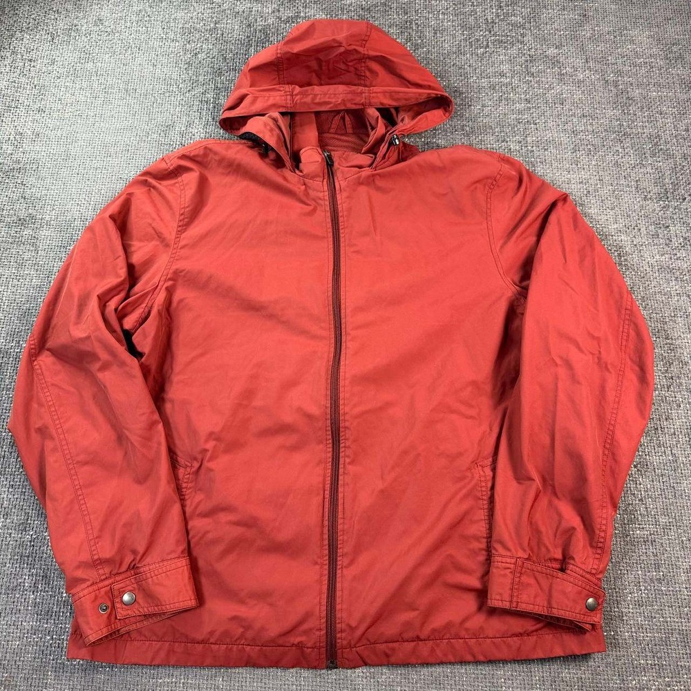 Eddie Bauer Windbreaker Jacket Mens XL Tall Red Hooded Full Zip Mesh Lined